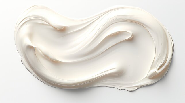 A splotch of white cream smeared on a white background