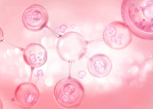 Floating L-Glutathione, Nicotinamide, and VC-IP molecules floating on a pink gradient background.